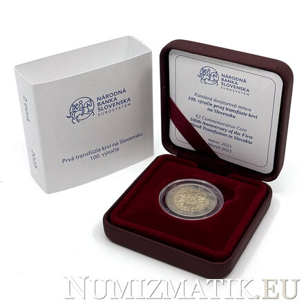 2 EURO/2023 - 100th Anniversary of the First Blood Transfusion in Slovakia - proof like