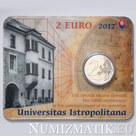 2 EURO/2017 - Universitas Istropolitana – 550th anniversary of the commencement of its operation - Coin Card