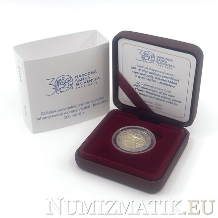2 EURO/2023 - 200th Anniversary of the start of the Vienna-Bratislava express postal service using horse-drawn vehicles - proof like