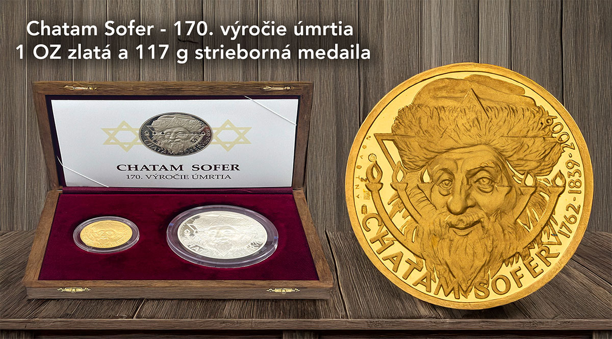 Chatam Sofer - 170. výročie úmrtia - zlatá a strieborná medaila