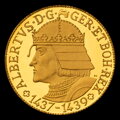 Albert Habsburský - averz dukátu