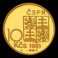 10 Kčs/1991 - M. R. Štefánik - zlatá replika mince - D. Zobek