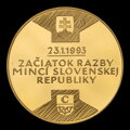 Začiatok razby mincí Slovenskej republiky- tombaková medaila - D. Zobek