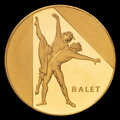 Balet - predná strana zlatej medaily vydanej k 80. výročiu Slovenského národného divadla 1920 -2000