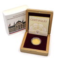 Gold medal, wooden case, certificate, outer sleeve.