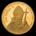 Pápež Ján Pavol II. - 100. výročie narodenia - mosadzná pozlátená medaila - Š. Novotný