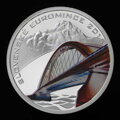 Farbený strieborný žeton z ročníkovej sady euromincí 2015 proof like v drevenej etui