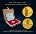 1 Sk/1998 - Zlatý odrazok slovenskej jednokorunovej mince s 
