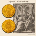 Averz a reverz kremnického dukátu Leopolda I. z roku 1698.