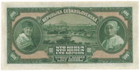 Zadná strana "Muchovky" 100 Kč/1920 séria F, neperforovaná