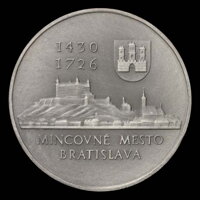 Predná strana medaily Bratislava - mincovné mesto Predná strana medaily Bratislava - mincovné mesto
