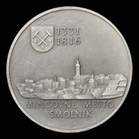 Predná strana medaily Smolník - mincovné mesto Predná strana medaily Smolník - mincovné mesto