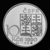 10 Kčs/1990 - T. G. Masaryk - averz v striebre