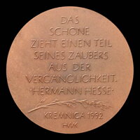 Hermann Hesse - tombaková medaila - H. Wagner Kerkhof