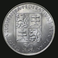 50 Kčs 1990 - Anežka Česká, varianta bez LK 50 Kčs 1990 - Anežka Česká, varianta bez LK