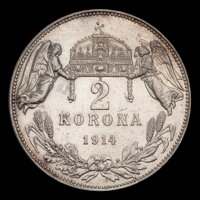 Reverz mince - FRANTIŠEK JOZEF I. - 2 Koruna 1914 KB