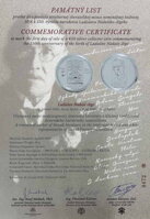 Pamätný list prvého dňa emiesie k zberateľskej minci 10 Euro 2016 - Ladislav Nádaši-Jégé - 150. výročie narodenia