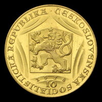 Averz mosadzného odrazku 10. dukátu 1978 Averz mosadzného odrazku 10. dukátu 1978