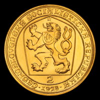 Averz mince dvojdukátu Karola IV. 1978 Averz mince dvojdukátu Karola IV. 1978