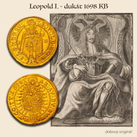 Averz a reverz kremnického dukátu Leopolda I. z roku 1698. Averz a reverz kremnického dukátu Leopolda I. z roku 1698.