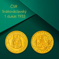 Averz a reverz svätováclavského dukátu 1933. Averz a reverz svätováclavského dukátu 1933.