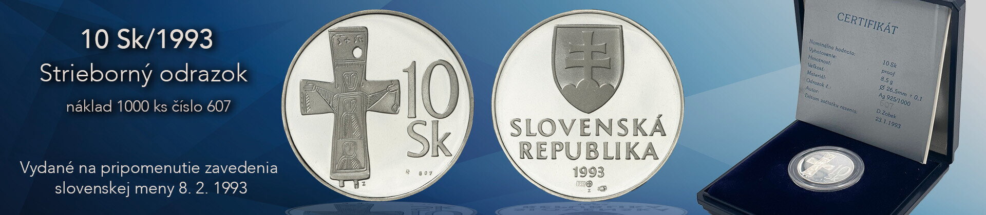 10 Sk 1993 strieborný odrazok