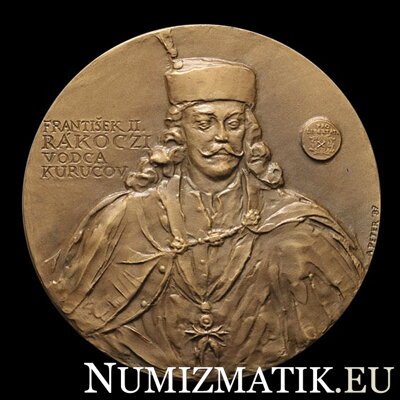 František Rákoczi, vodca kurucov - tombaková medaila - A. Peter