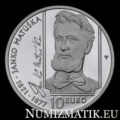 10 €/2021 - Janko Matúška - 200th anniversary of the birth