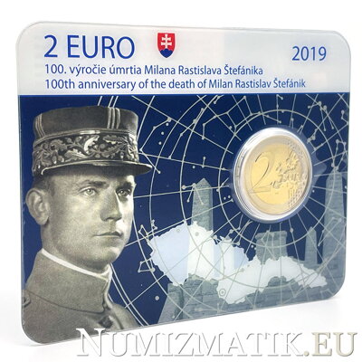 2 EURO/2019 - Milan Rastislav Štefánik - 100th anniversary of the death - CoinCard
