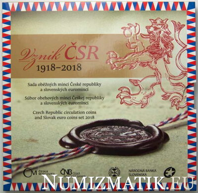 Coin set of the Slovak Republic 2018 - Establishment of the Czechoslovak Republic - 100th anniversary