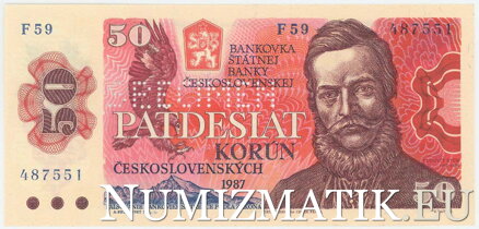 50 Kčs/1987 séria F 59 - SPECIMEN