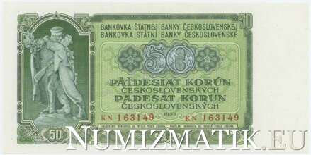 50 Kčs/1953 séria KN, perforovaná