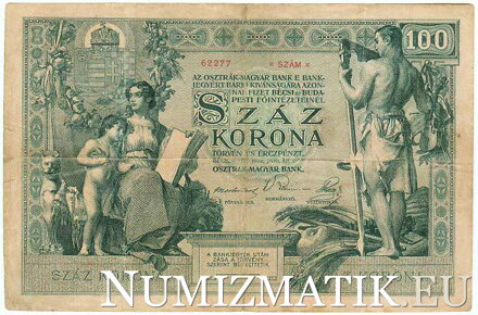 Reverz bankovky 100 K 1902