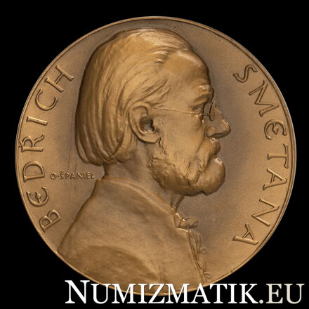 Bedřich Smetana – 100. výročie narodenia, bronzová medaila v etui, O. Španiel