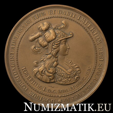 Leopold I. - korunovácia na rímskeho kráľa v Augsburgu - AE medaila 1690/1914 HMA