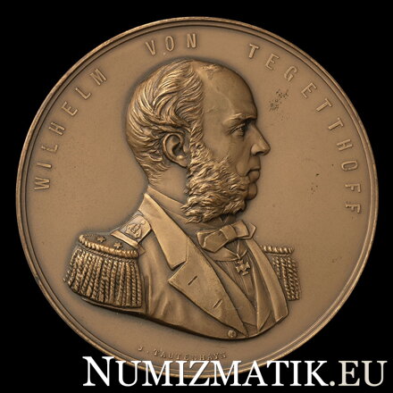 K.K. Admirál Wilhelm von Tegetthoff - Na víťazstvo Helgoland 1864 a Lissa 1866 - AE medaila HMA