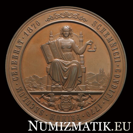 Averz medaily Banská akadémia v Banskej Štiavnici 1870 - 100. výročie založenia, medená medaila - C. Radnitzky