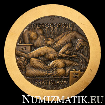 Hydroconsult Bratislava 1952-1997 - Sine Aqua Non Est Vita, 1997 - AE pozlátená medaila - M. Polonský