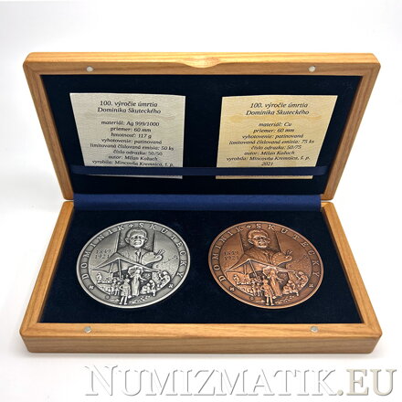 Dominik Skutecký - 100. výročie úmrtia - Ag, Cu medaila v etui - M. Kožuch