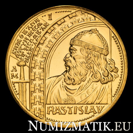 Rastislav, 5. výročie vzniku SR - zlatá dukátová medaila - M. Poldaufová