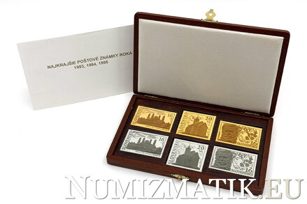 Najkrajšie poštové známky roka 1993 - 1995 - zlaté a strieborné známky v etui