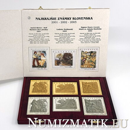 The most beautiful stamps of Slovakia 2001 - 2002 - 2003 - gold and silver stamps
