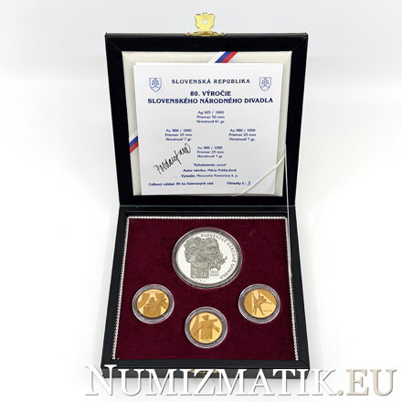 80. výročie Slovenského národného divadla 1920 - 2000 - sada medailí v etui - M. Poldaufová