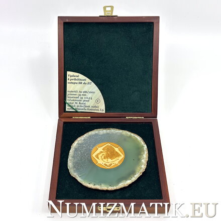 Entry of the Slovak Republic into the EU and NATO - gold medal set in agate - M. Ronai