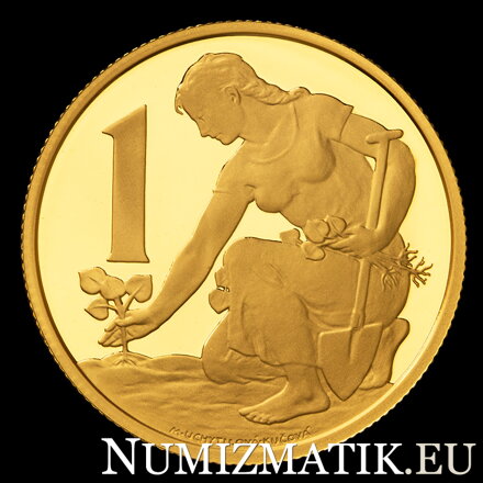 1 Kčs/1961 - zlatá a strieborná replika mince