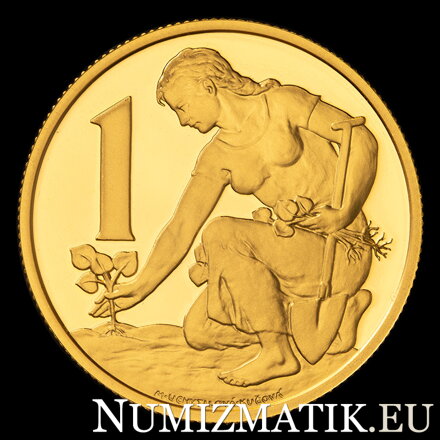 1 Kčs/1991 - zlatá a strieborná replika mince