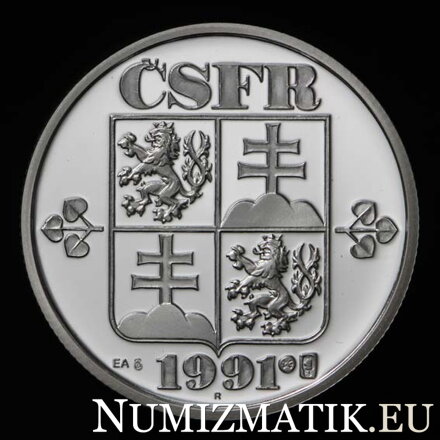 Averz striebornej repliky 1 Kčs 1991