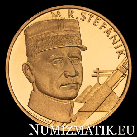M. R. Štefánik - 75. výročie úmrtia - strieborná medaila, pozlátená - M. Poldaufová