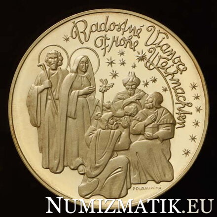Vianočná medaila - strieborná pozlátená medaila - M. Poldaufová