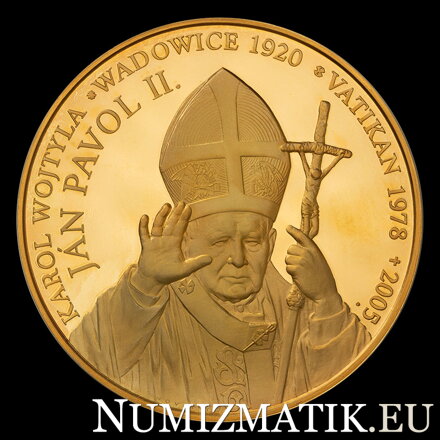 Pápež Ján Pavol II. - 100. výročie narodenia - mosadzná pozlátená medaila - Š. Novotný